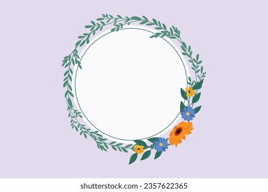 Sonnenblumen und Blumenrahmen-Konzept. Farbige, flache Vektorgrafik einzeln. 