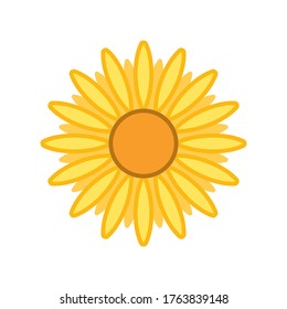 Sunflower Floral Icon, Flower Icon, Yellow Flower, Daisy, Sunflower Vector Illustration Background