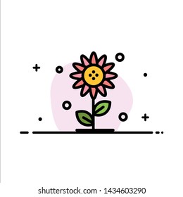 Sunflower, Floral, Nature, Spring  Business Flat Line Filled Icon Vector Banner Template