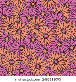 Sunflower Floral Seamless Vector Illustration pattern background. Ornamental flower design for use all of fabric print wrapping paper and others. All over design ready to print.