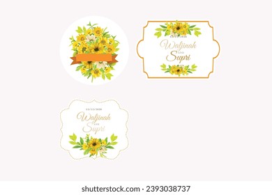 sunflower floral sticker and label illustration