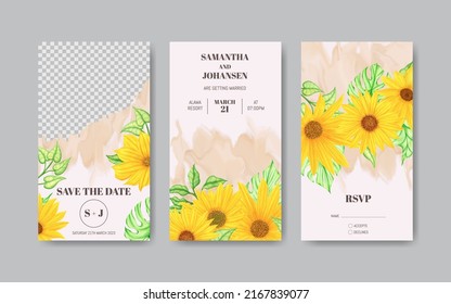 Sunflower Floral Wedding Social Media Post Template