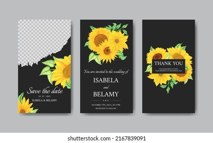 Sunflower Floral Wedding Social Media Post Template