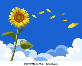 sunflower flow on blue sky
