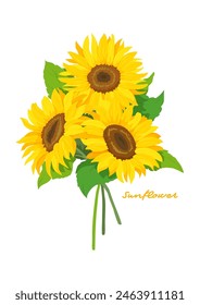 Ilustración de arte de girasol. Material de Vector para el diseño.