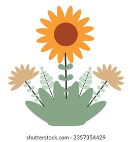 sunflower flower decoration isolated on white background