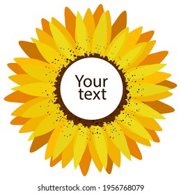 Sunflower flower frame with empty center for text