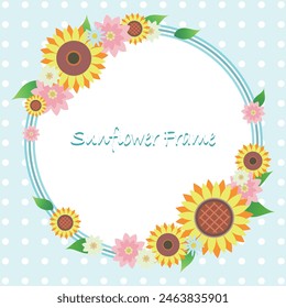 Material de fondo del Vector del marco de la flor del girasol.