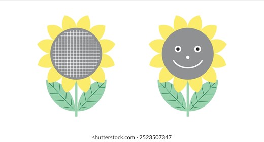 A sunflower. A flower. He is smiling. Illustration