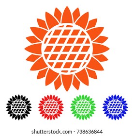 Sunflower Flower icon. Vector illustration style is a flat iconic sunflower flower symbol with black, orange, red, green, blue color variants. Designed for web apps and software interfaces.