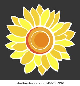 Sunflower Flower Isolated, Vector Illustration. Nature Background