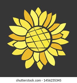 Sunflower Flower Isolated, Vector Illustration. Nature Background