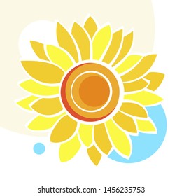 Sunflower Flower Isolated, Vector Illustration. Nature Background For Your Design