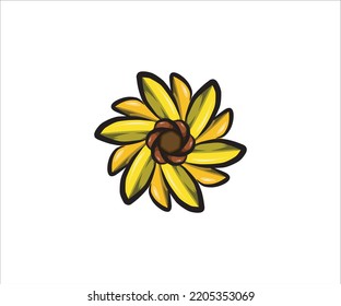 Sunflower flower isolated, vector illustration. 