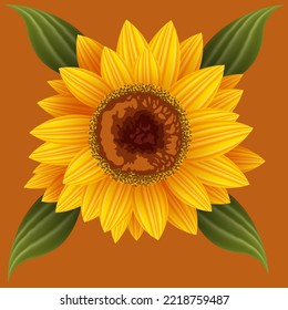 Flor de girasol aislada, ilustración vectorial.