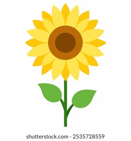 Flor de girasol aislada, Ilustración vectorial.
