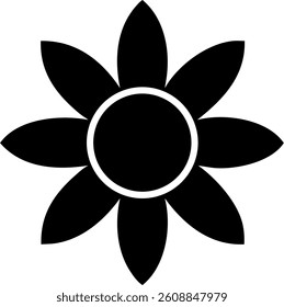 Sunflower Flower Outline Style with Large Circular Center Vector Silhouette Design