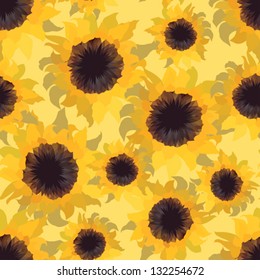Sunflower flower seamless pattern.