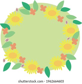 Sunflower flowers, leaves and seeds