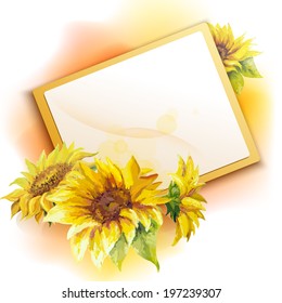 Sunflower frame background, oil painting flower