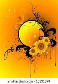 Sunflower Frame Design Elements - Vector
