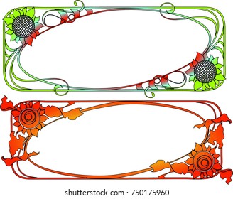 Sunflower frame motive two flower style