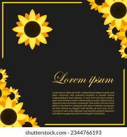 sunflower frame social media post template design in vector