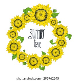 sunflower frame vector illustration