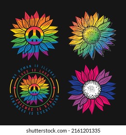 Sunflower Gay Pride LGBT Rainbow Vector