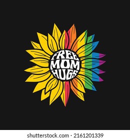 Sunflower Gay Pride LGBT Rainbow Vector