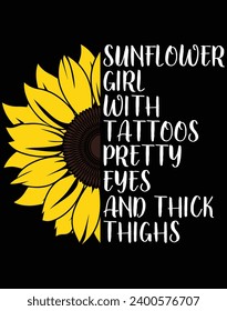 Sunflower girl - EPS file for cutting machine. You can edit and print this vector art with EPS editor.
