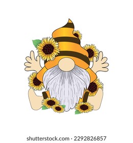 sunflower gnome , t shirt design