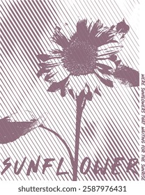 Sunflower graphic with lined and slogan t-shirt print floral
