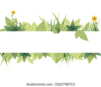 Sunflower and grass leaf simple nature graphic vector for frame banner postcard calendar