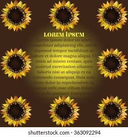 Sunflower greeting card. Vector illustration