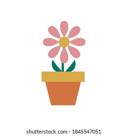 sunflower growth plant in ceramic pot flat style icon vector illustration design