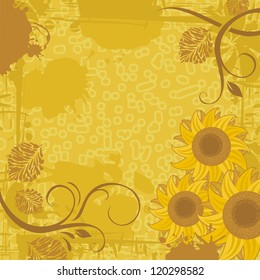 Sunflower grunge background with space for text