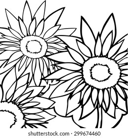 Sunflower, hand draw vector illustration