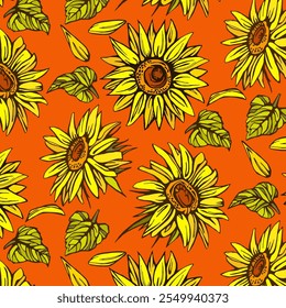 sunflower hand drawing. sketch sunflower. sunflower doodle. sunflower line art.