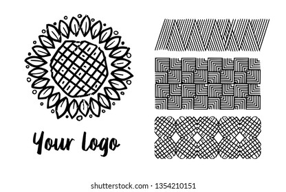 Sunflower hand drawn logo