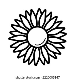 Sunflower. Hand drawn sketch icon of flower. Isolated vector illustration in doodle line style.