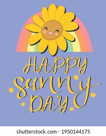Sunflower Hand drawn sketched cute flower positive vibes happy print vector illustration