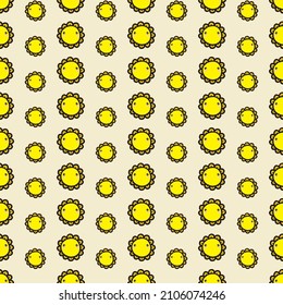 Girasol: Patrón sin soldadura de estilo dibujado a mano con girasol. Fondo De Flor Infantil. Patrón de color pop para tela, ropa, papel envuelto, etc. Ilustración vectorial.