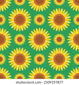 Cabeza de girasol diseño de patrón sin fisuras. Ilustración vectorial