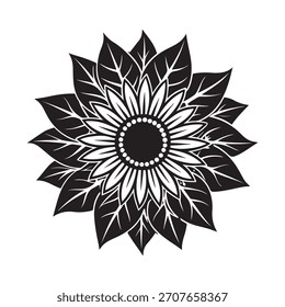 Sunflower head silhouette vector icon