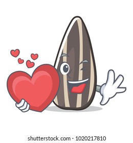 Sunflower with heart seed mascot cartoon