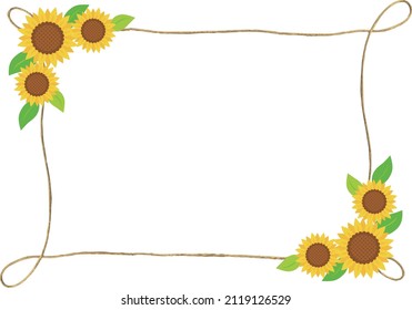 Sunflower and hemp string frame (summer flowers)