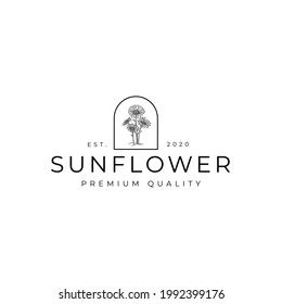 Sunflower Hipster Logo Vector Illustration Template Icon Design