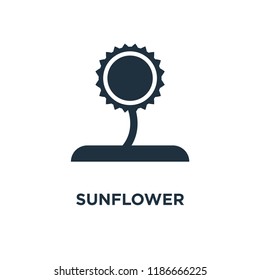 Sunflower icon. Black filled vector illustration. Sunflower symbol on white background. Can be used in web and mobile.