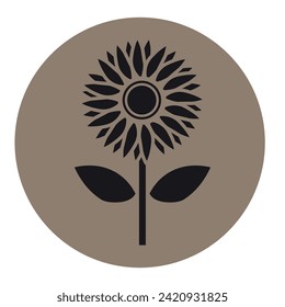 Sunflower icon. Black silhouette of a sunflower. Vector isolated on the background